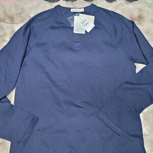 NWT Malibu Collection® Men's Pima Jersey Long Sleeve Henley Size S